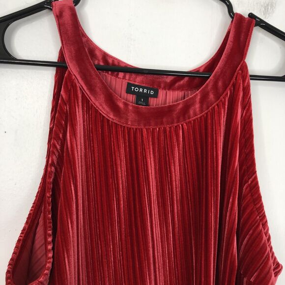 Torrid Velour Tank Top High Neck Ribbed Glam Night Out Holiday WOmens 1X Soft - Picture 3 of 8